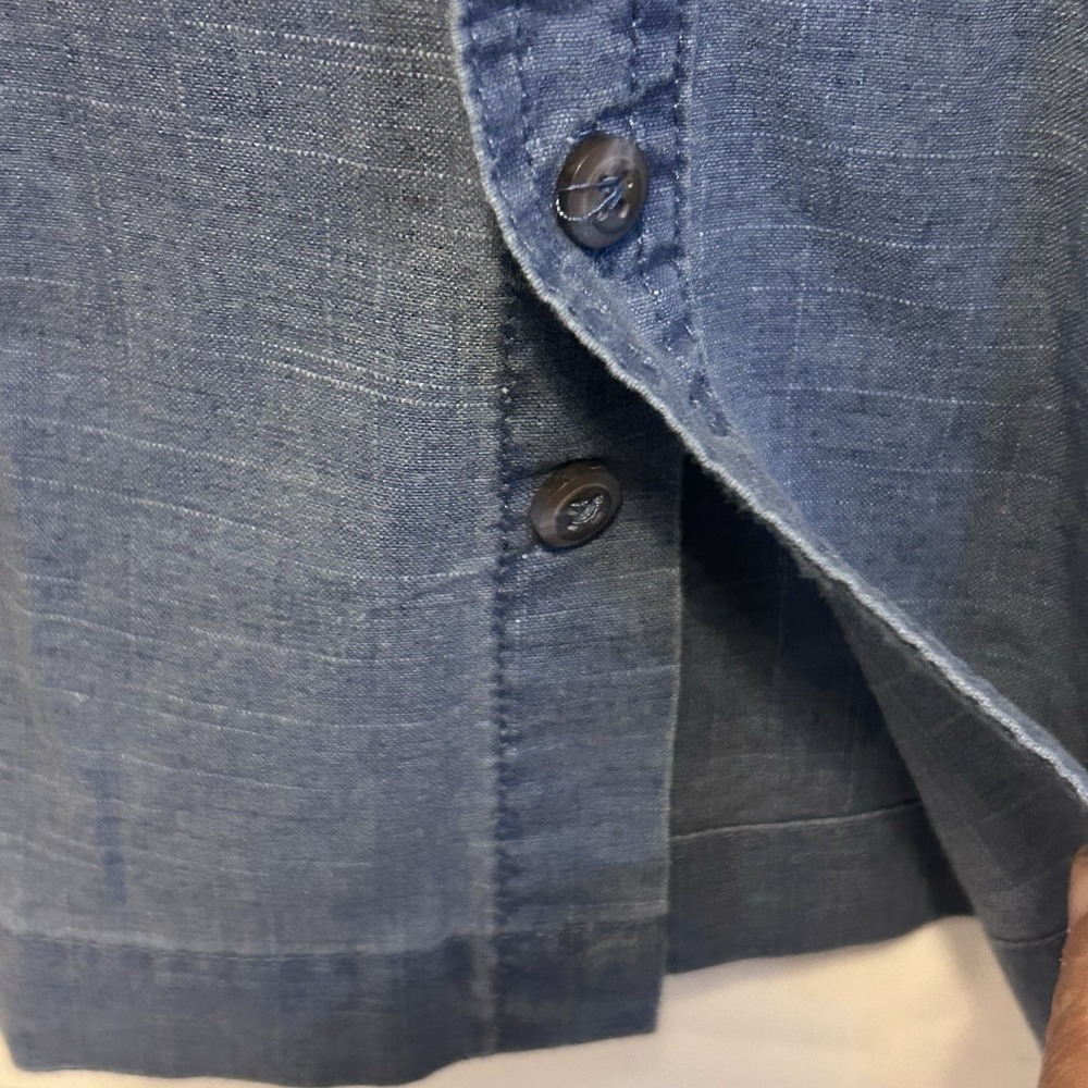 Faded Glory Blue Chambray Shirt Size Medium Short Sleeve 1 Pocket 100% Cotton - Picture 5 of 9